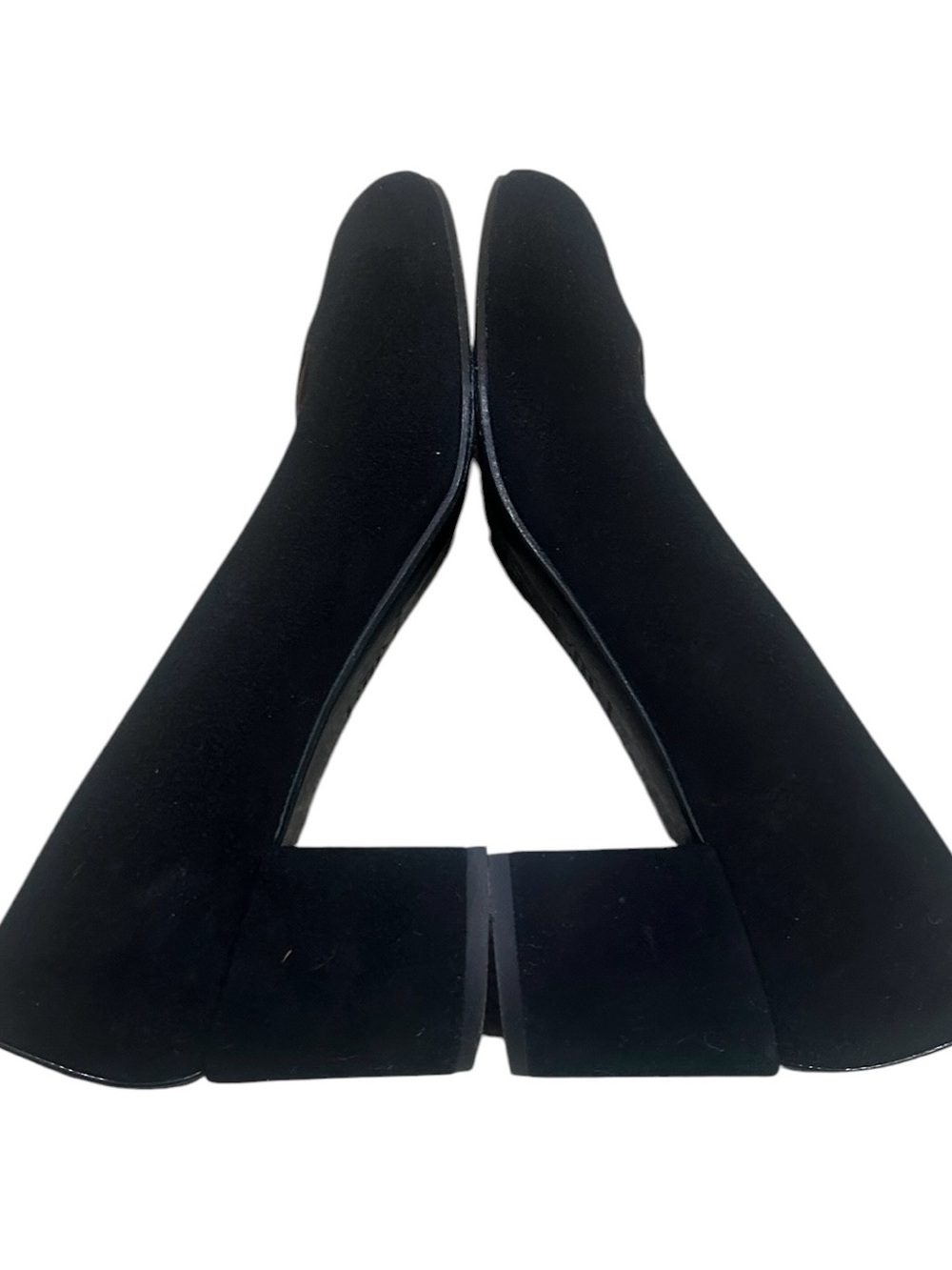 Margaux the Heel Black suede round toe Low Block Heel Pumps slip on in box 8 - Picture 8 of 16